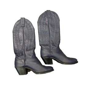 Vintage Abilene 3005 Women's Sz 7.5 Navy Blue Leather Cowboy Western Boots USA